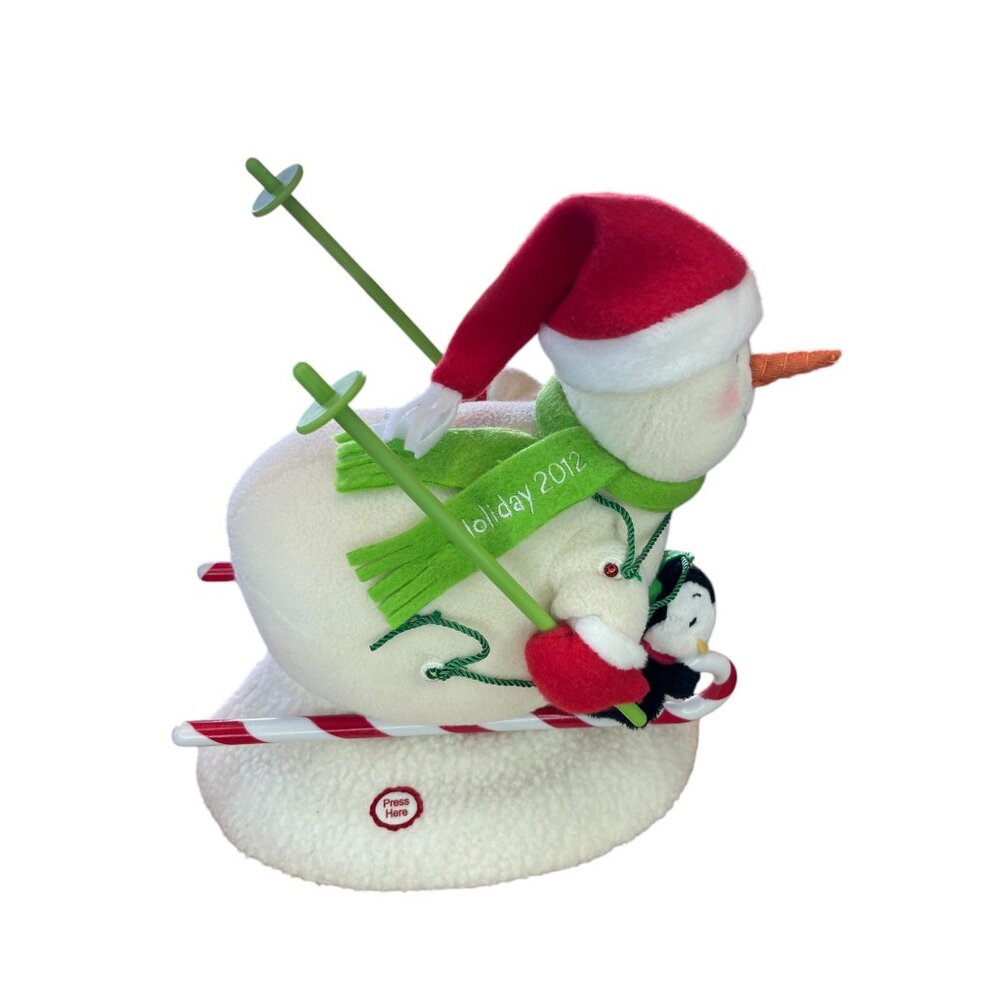 Hallmark Swooshin Duo Animated Musical Light Up Plush Snowman Penguin Skiing Jin - Picture 3 of 16